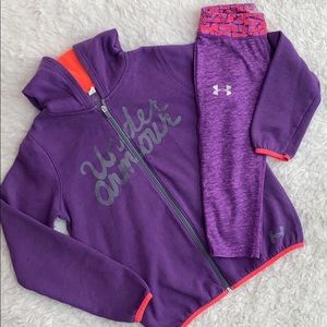 Under Armour girls full zip and crop leggings